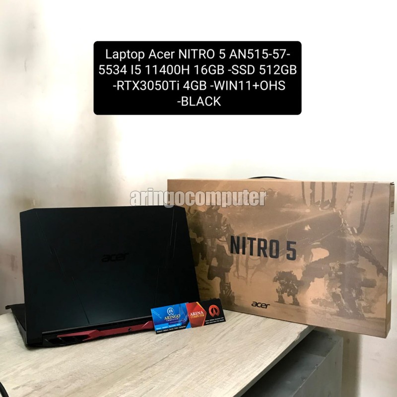 Laptop Acer NITRO 5 AN515-57-5534 I5 11400H 16GB -SSD 512GB -RTX3050Ti 4GB -WIN11+OHS -BLACK