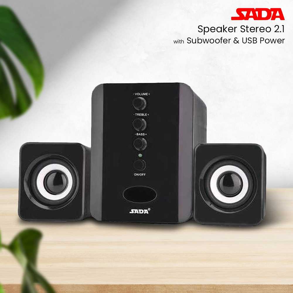 Speaker Stereo 2.1 with Subwoofer &amp; USB Power Dua Pengeras Suara Satelit Stereo Kualitas Jernih Desain Modern