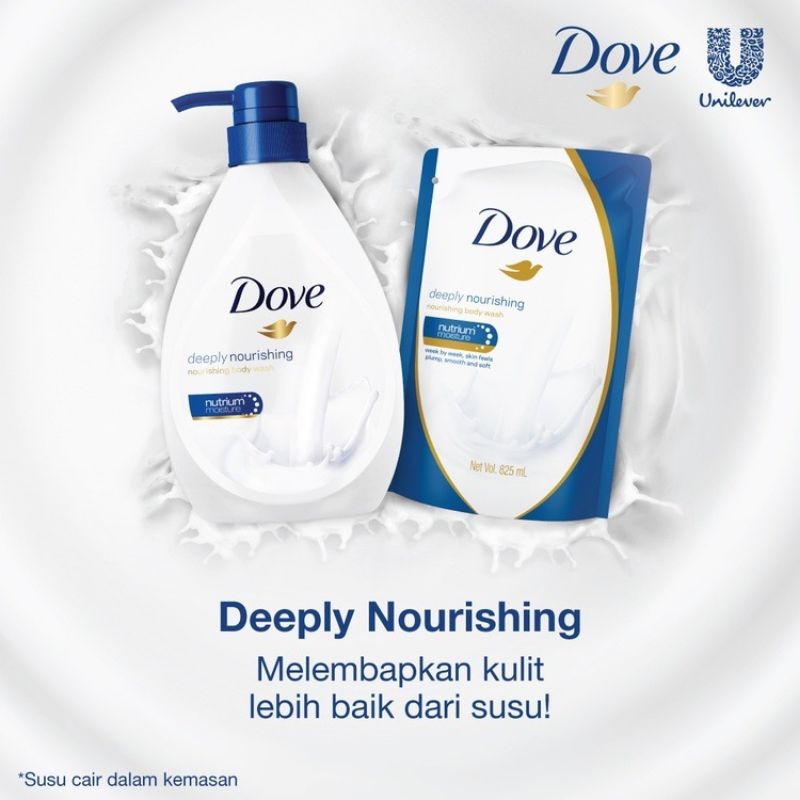 Dove Body Wash Deeply Nourishing 825ml Sabun Mandi Lembut Refill 825