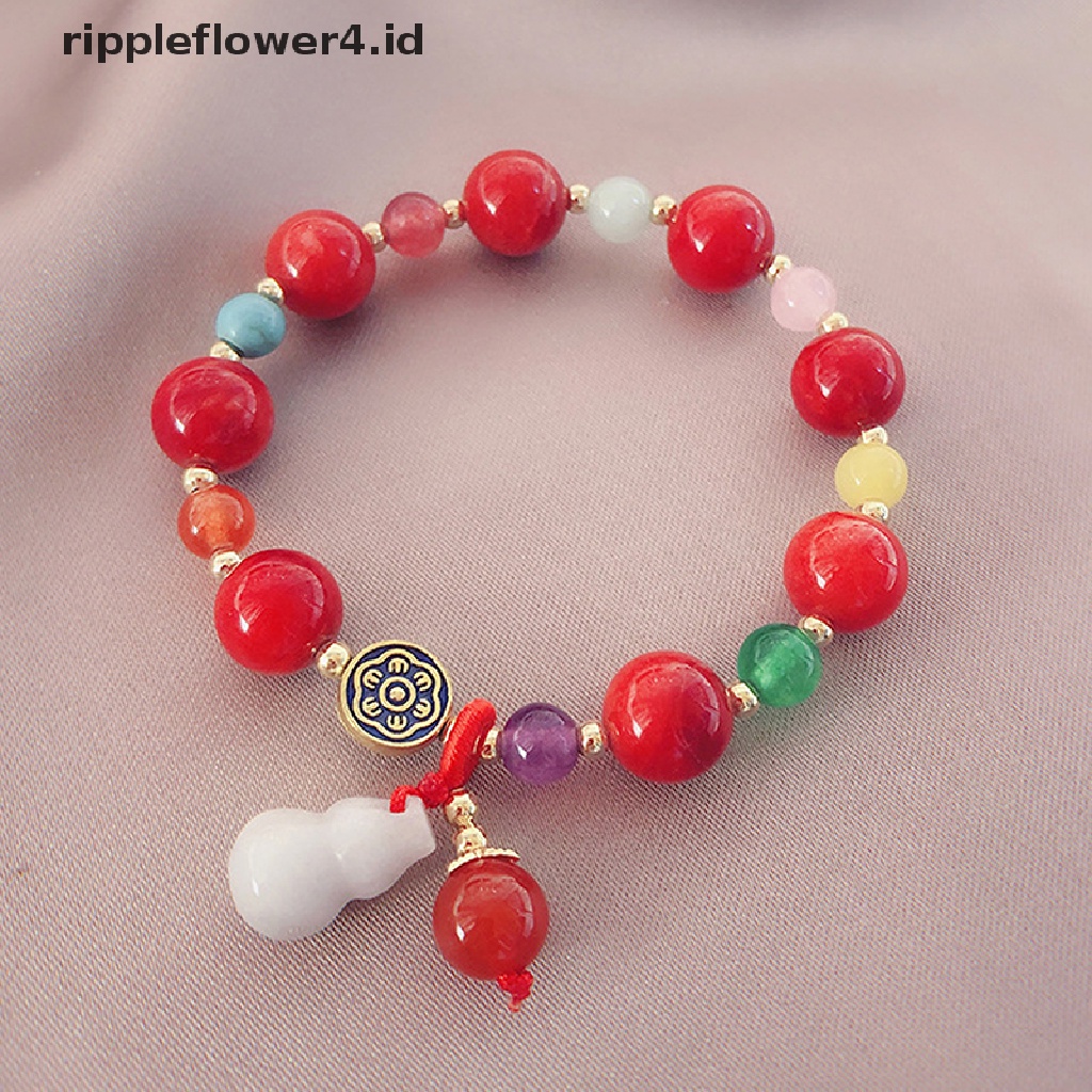 {rippleflower4.id} &amp; Gelang Manik-Manik Kalsedon Wanita Gelang Couple Labu Hijau~