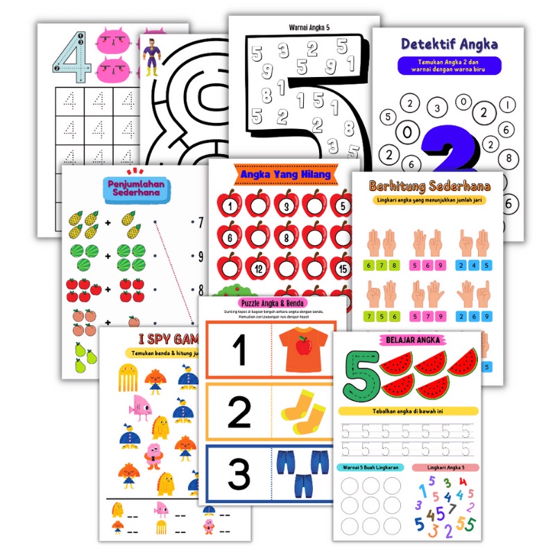 Jual Worksheet Anak 2 3 4 5 6 Tahun Aktivitas Menggunting dan Menempel ...