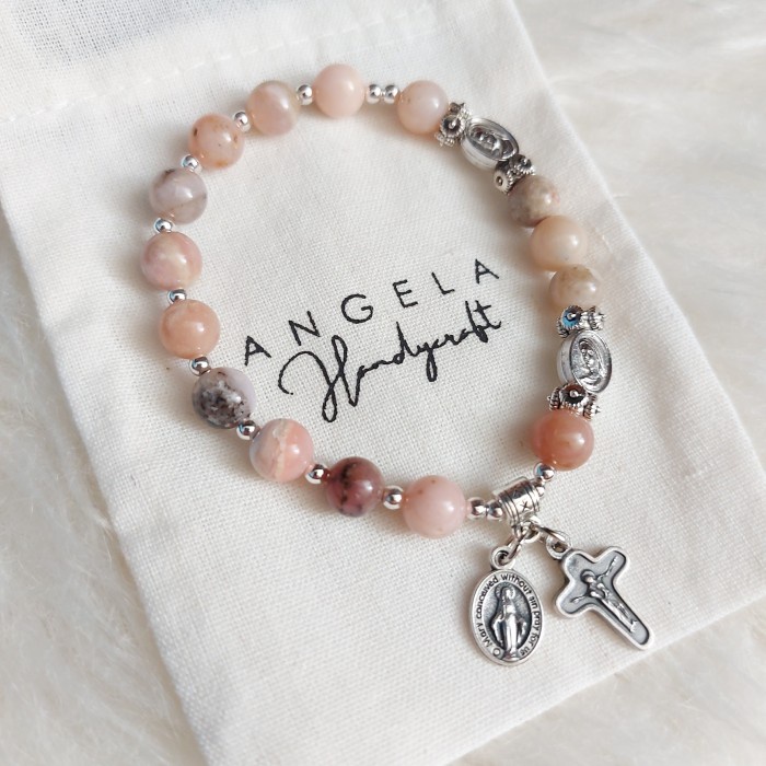 Rosario - Gelang Rosario Batu Pink Opal - Hollishop