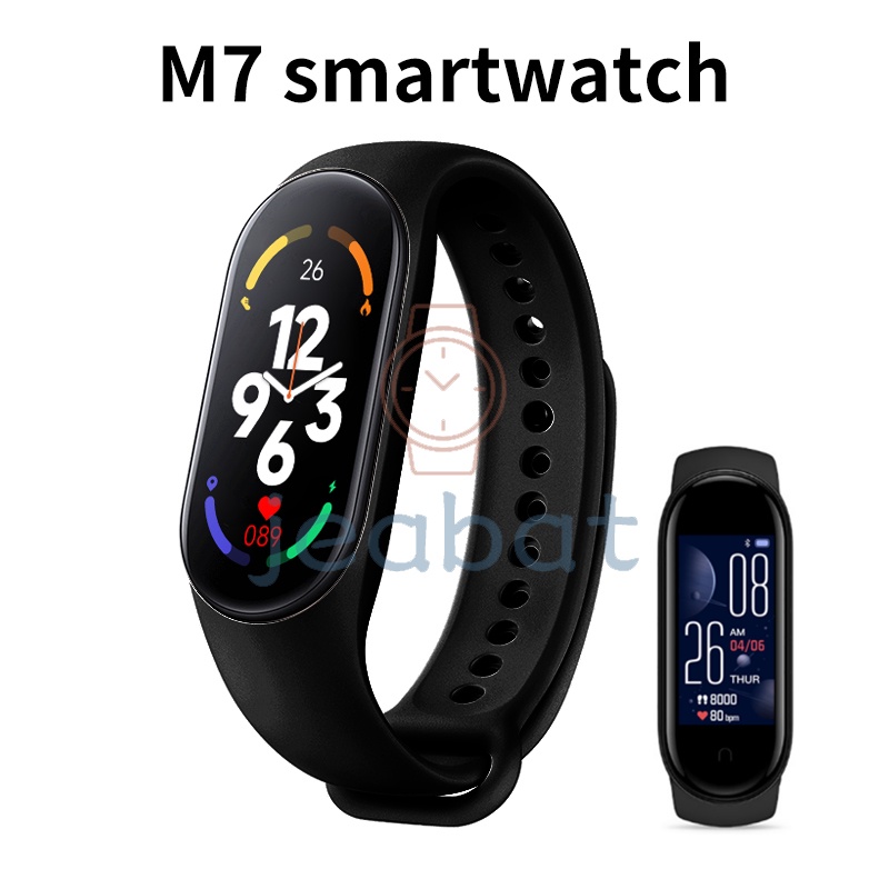 Garansi❤️M7 Smartwatch foto Custom wallpaper Kontrol musik Pengukuran detak jantung / tekanan darah smartband