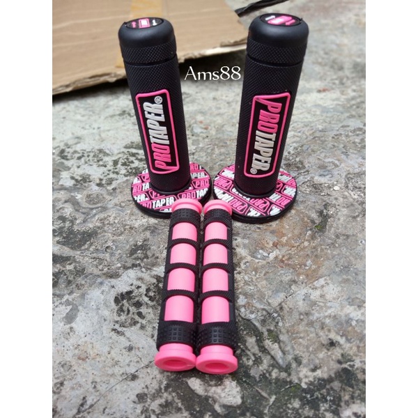 Sepaket Handgrip Motor Grip Protaper + Karet Handle Rem universal Motor Warna pink