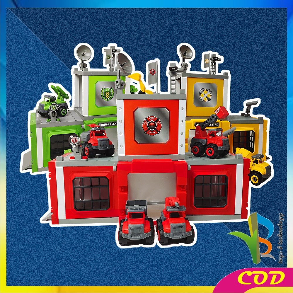 RB-M157 Mainan Anak DIY Set Mobil Mobilan Konstruksi Mobil Pemadam Kebakaran / Mobil Tentara