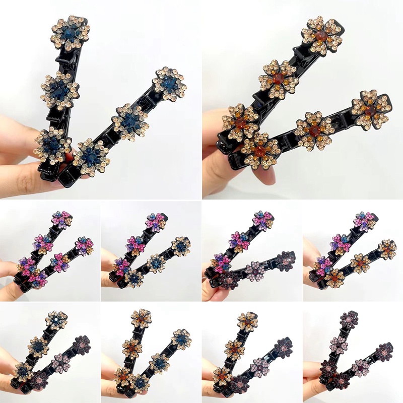 2pc Mode Baru Gaya Korea Acryli Kristal Bunga Jepit Rambut Untuk Gadis Musim Panas Manis Lucu Poni Samping Jepit Rambut Klip Elastis