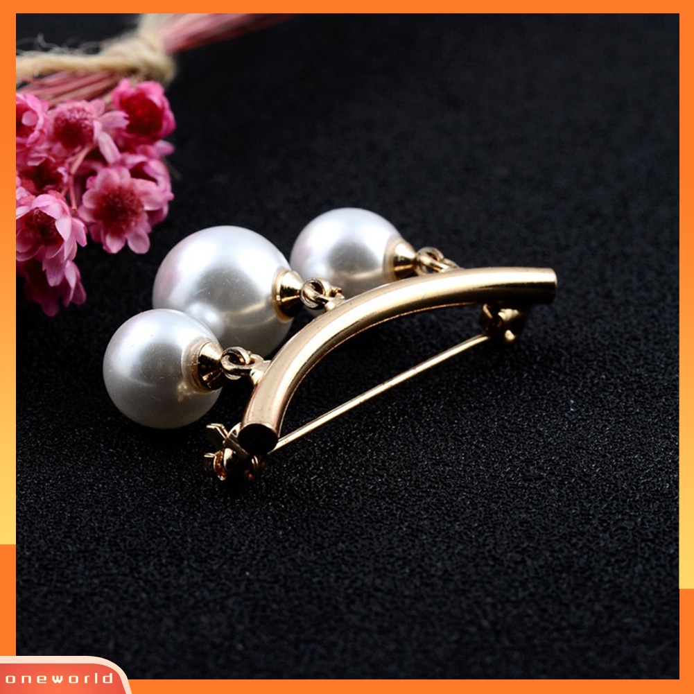 OW@ Fashion Faux Pearl Dangle Beads Collar Lapel Brooch Pin Clothes Jewelry Decor