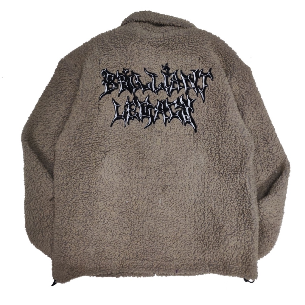 (Tanpa Furing) Jaket Sherpa Pria Brilliant Legacy grey | Sherpa Jacket Musim Dingin Full Bordir | Jaket Bulu tebal Premium | Jaket Serpa Premium Quality Terbaru