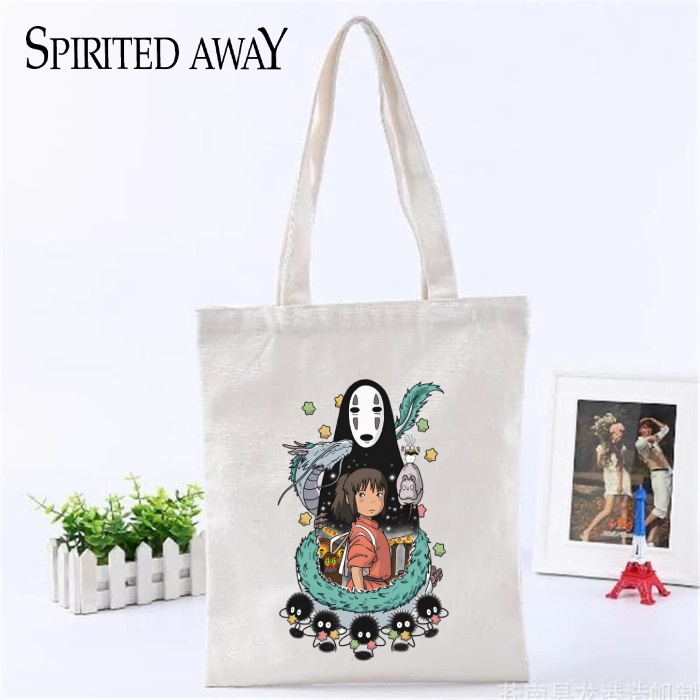 Totebag Anime Spirited Away Studio ghibli chihiro haku no face Tote bag premium Totebag zipper totebag velcro Termurah