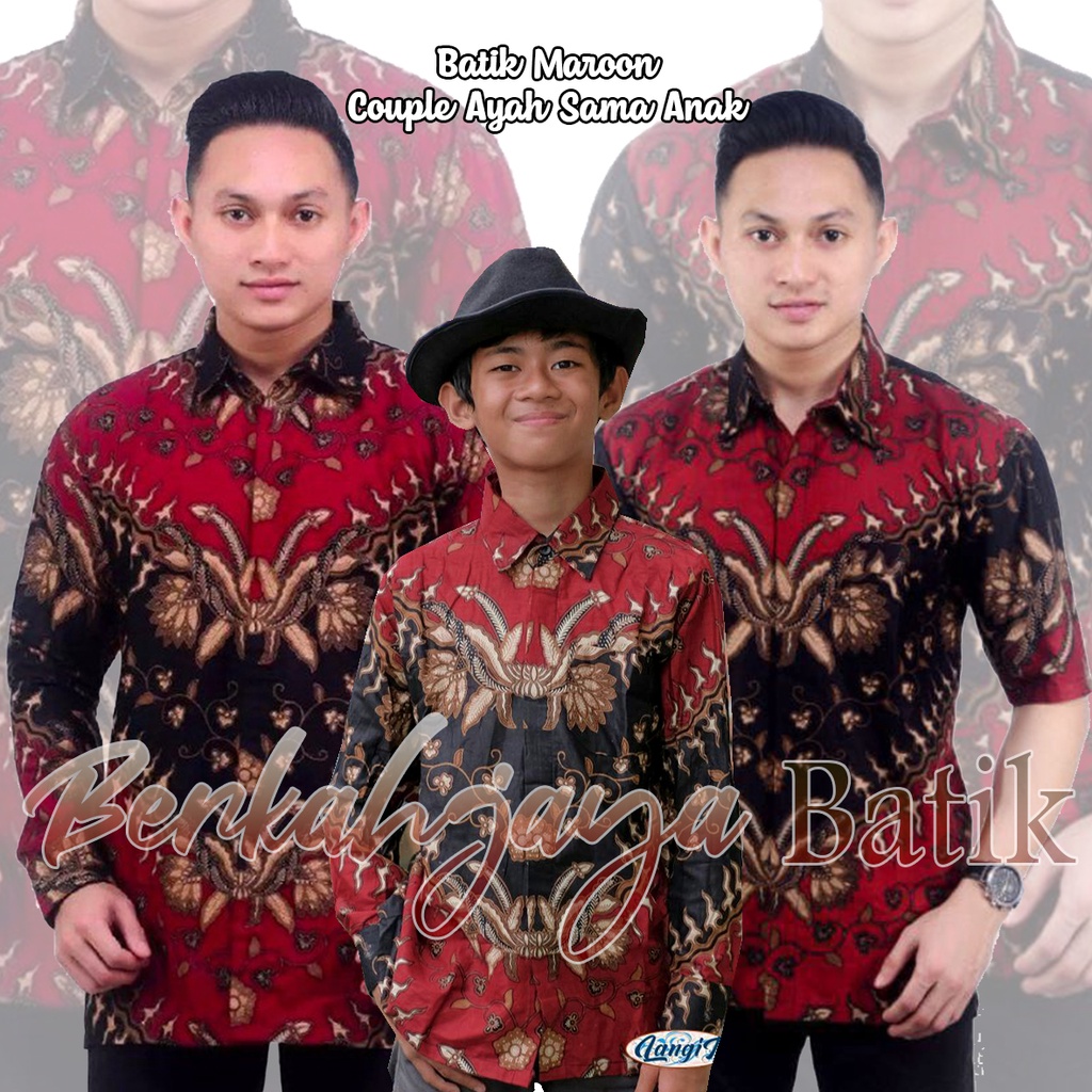 Batik Set Pakaian Keluarga Lengan Pendek dan Lengan panjang Size Anak Dan Dewasa AYAH DAN KIDS