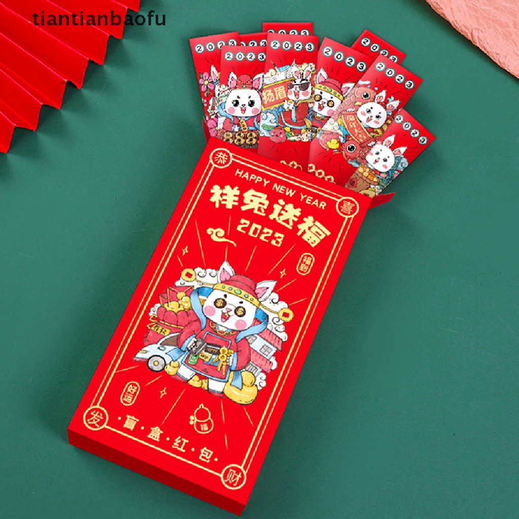 [tiantianbaofu] 12pcs Paket Merah Imlek Cina Kreatif Kantong Uang Amplop Merah2023Musim Semi Festival Disegel Tahun Baru Hong Bao Butik