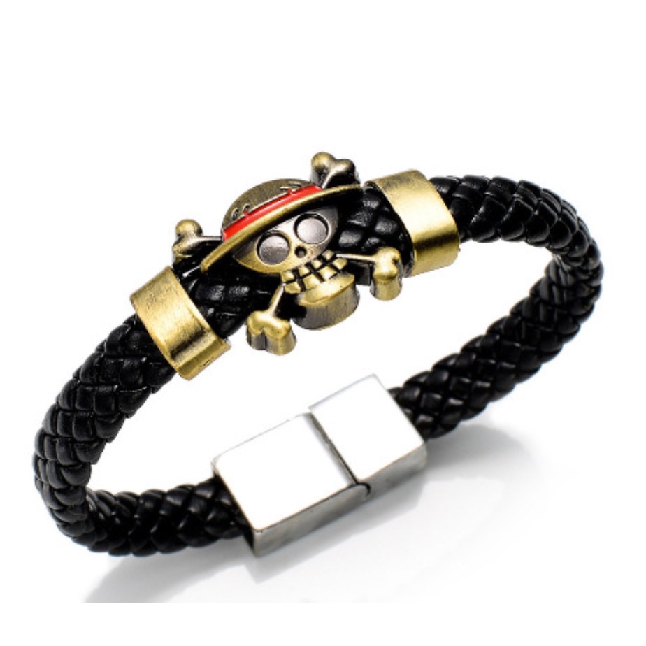 Retro Hip Hop Pria Fashion Stainless Steel Kulit Bajak Laut Naruto Ninja Fantasi Serigala Kepala Gelang Pesta Perhiasan Aksesoris