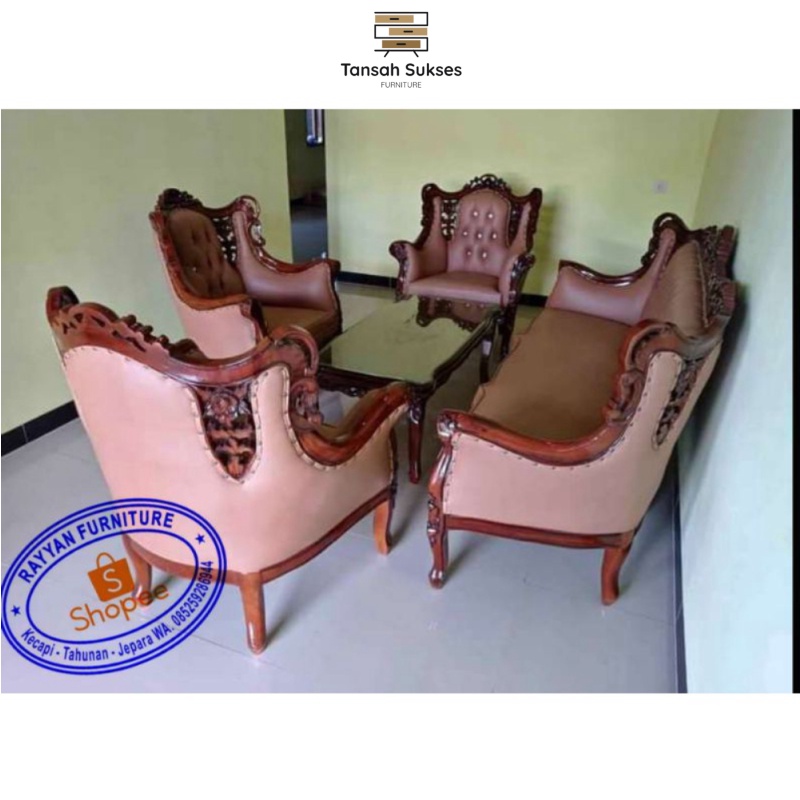 Kursi Sofa Romawi Ukiran Jati Jepara