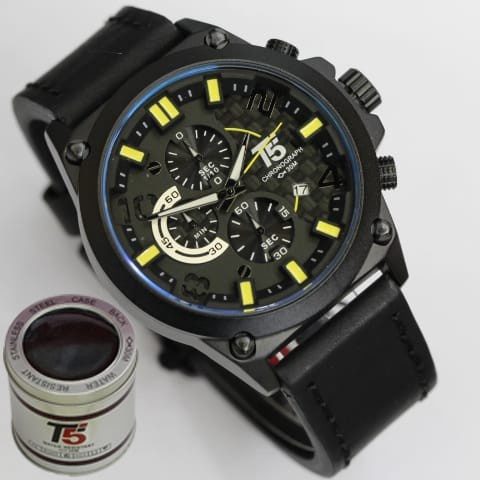JAM TANGAN T5 H3479 ORIGINAL LEATHER STRAP FASHION PRIA
