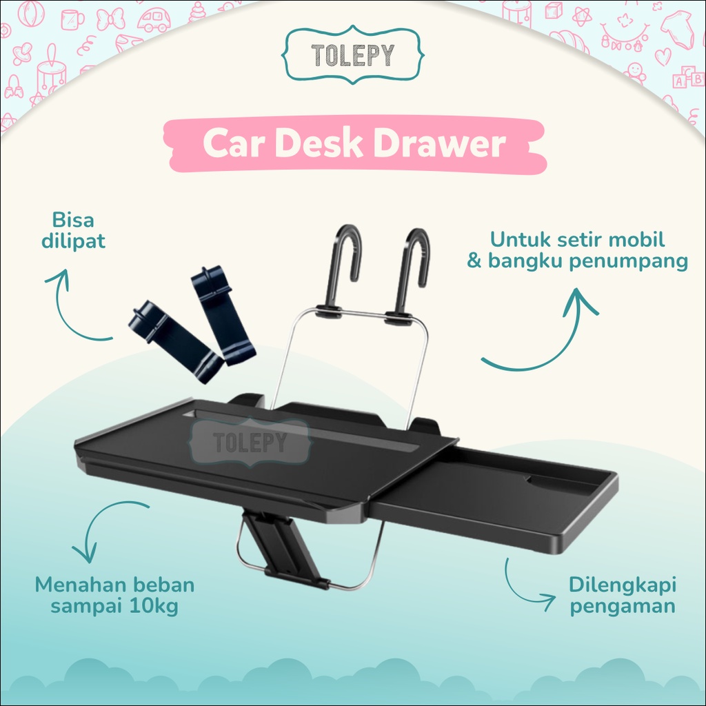 Meja Mobil Belakang Depan / Meja Lipat Laptop dan Makan Mobil / Car Desk Drawer
