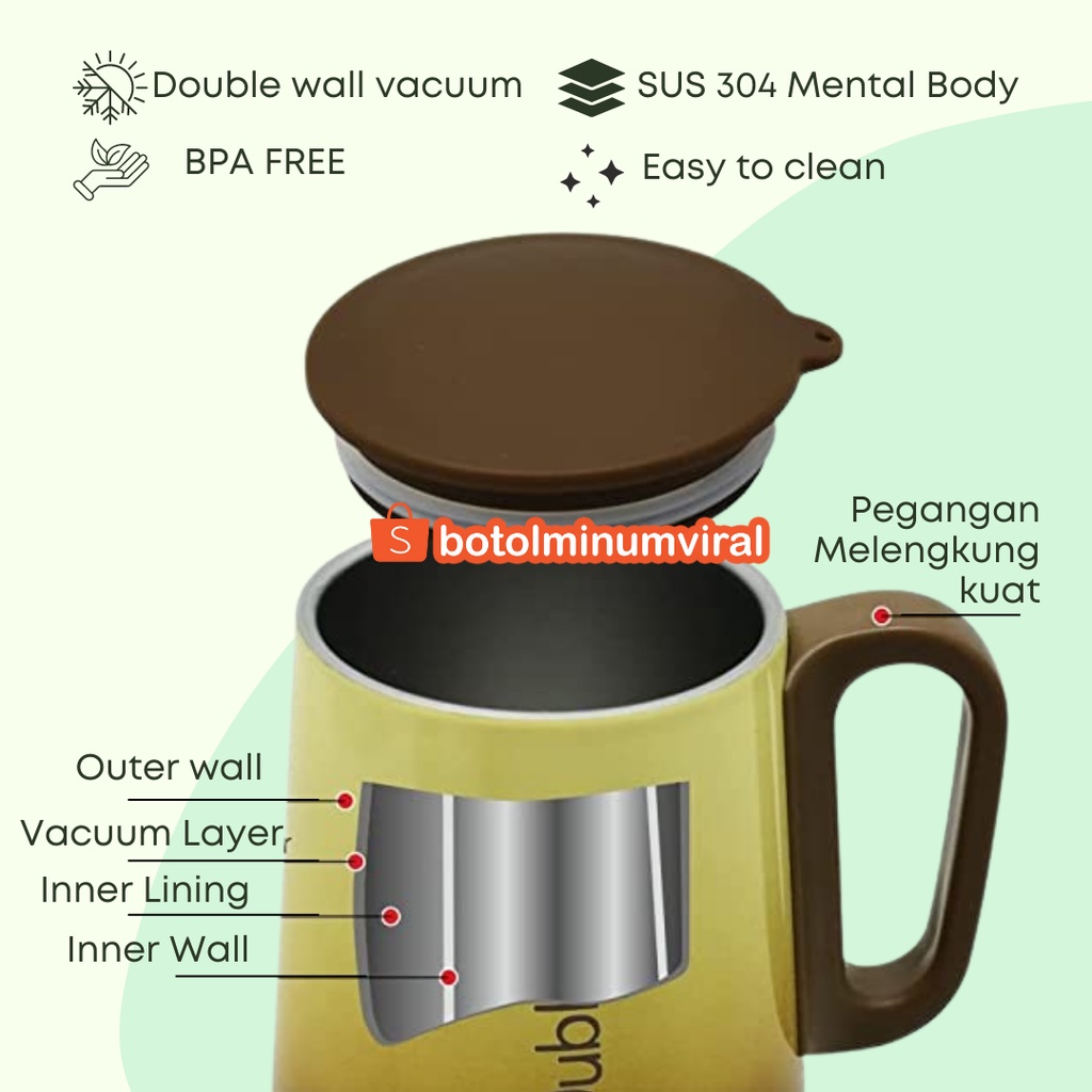 Mug Tumblr Coffee Teh Stainless Panas Dingin Hadiah Aesthetic Rugby Premium Import