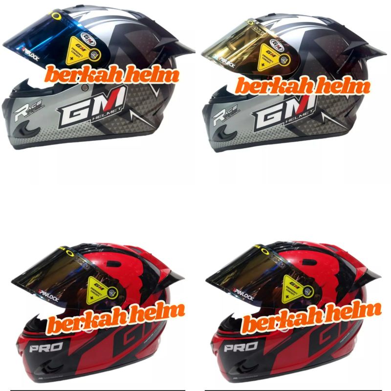 HELM GM RACER PRO HELM FULL FACE SINGLE VISOR SMOKE ORIGINAL