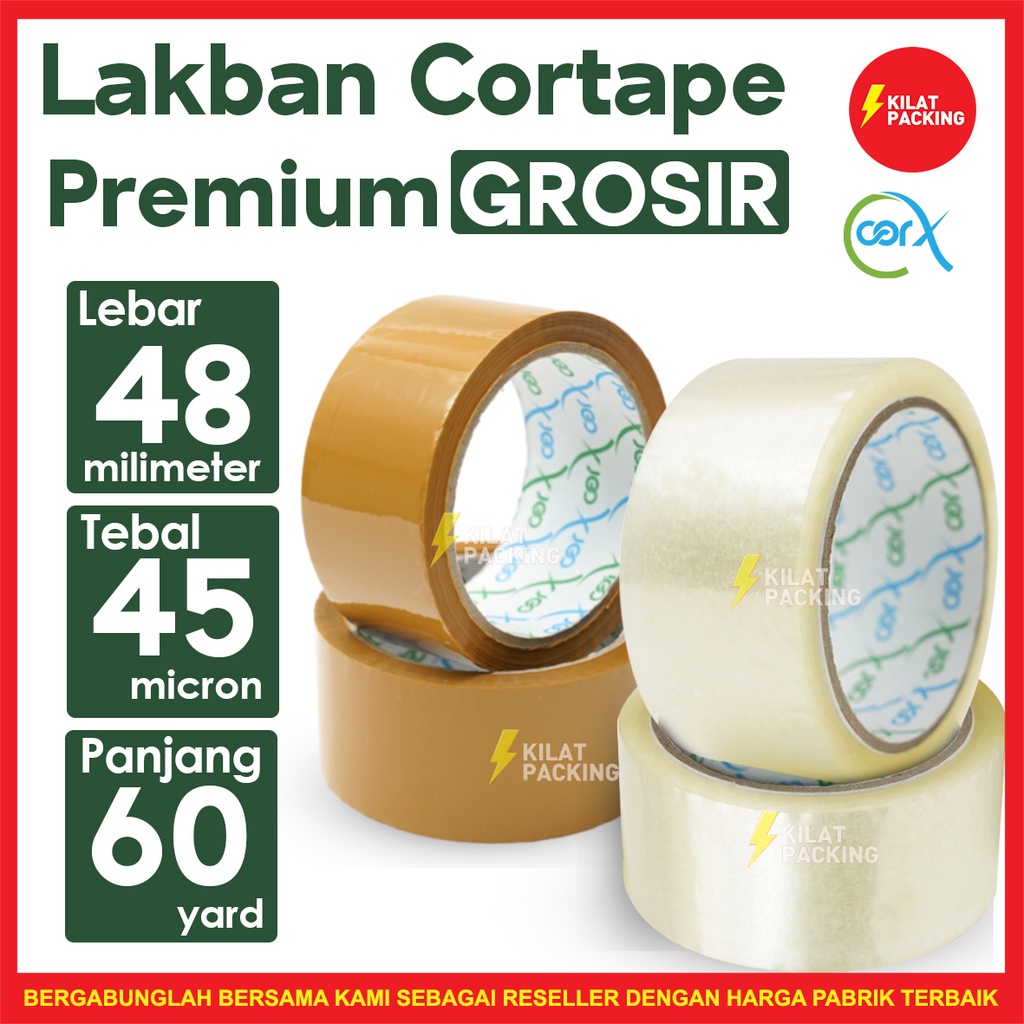 

Lakban Cortape 48 mm x 60 yard (Cor-X) Ekonomis Termurah Satuan