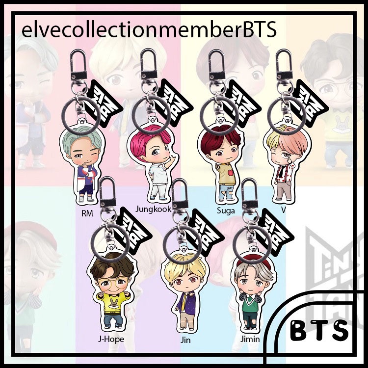 Gantungan Kunci Akrilik BTS / Gantungan Kunci Kpop Import BTS / Keychain BTS Karakter Tiny Tan Chain