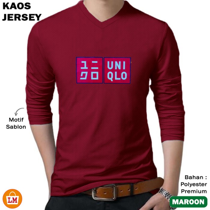 Kaos Jersey Pria UNQL Lengan Panjang Dry Fit Kaos Polos Olahraga Size M-XL LMS 30751