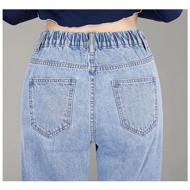 Pinggang Karet Highwaist Loose Celana Jeans Wantia Impor