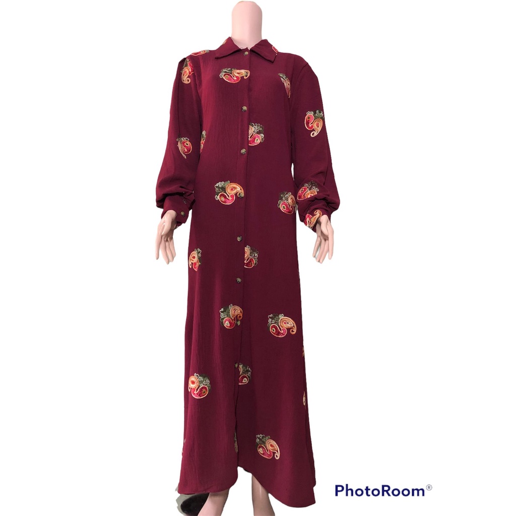 GAMIS BORDIR CRINGKLE  airflow premium kemeja limited terbatas ld 110 cm bisa muat sampai bb 75 kg fashion muslim kekinian