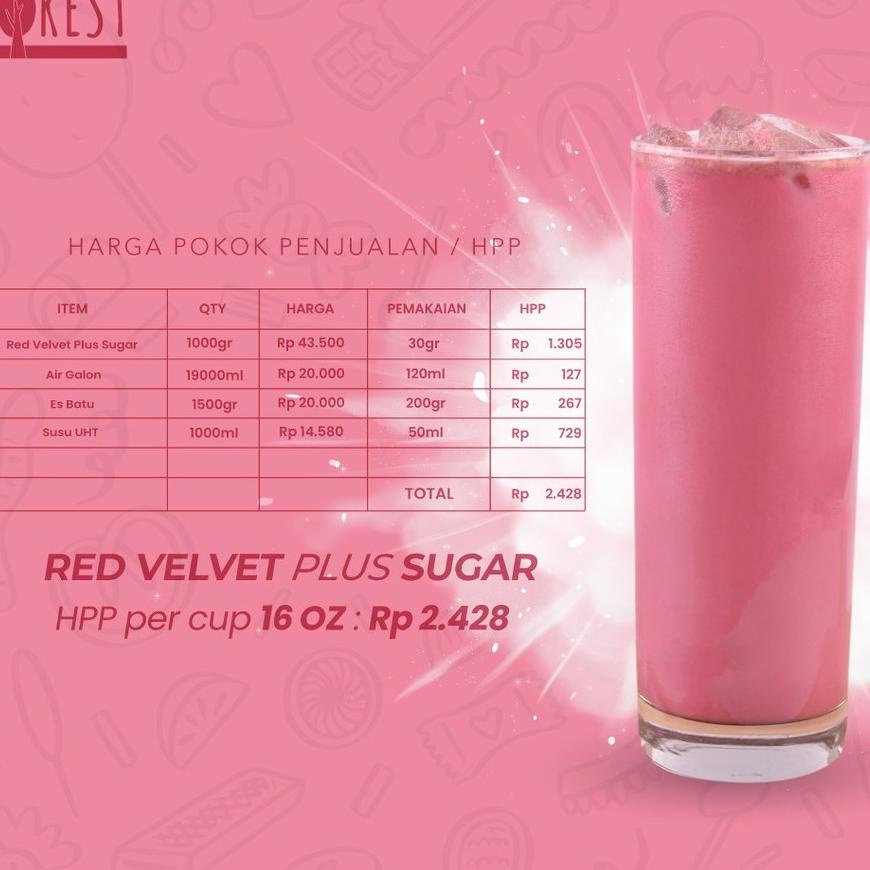 

(PROMO EYE84) Bubuk Minuman RED VELVET Powder 1000g PLUS GULA - Forest Bubble Drink ❁