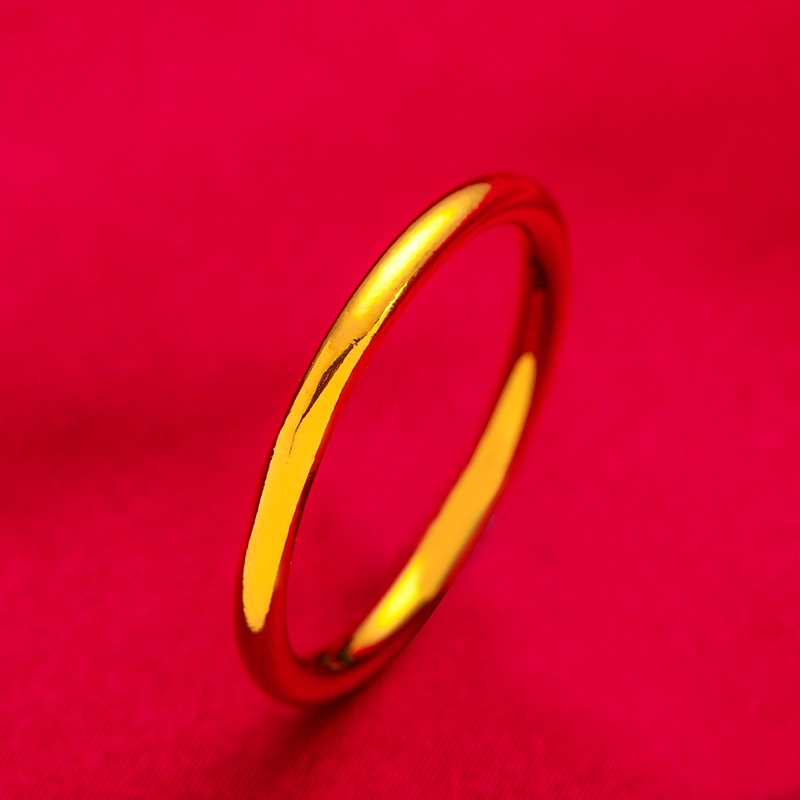 Goldkingdom Perhiasan Fashion Emas Asli Kadar 375Bangkok Aksesoris Ready Stock Cincin Pasangan Minimalis Tiga Kehidupan Tiga Cincin Wanita Halus Ring