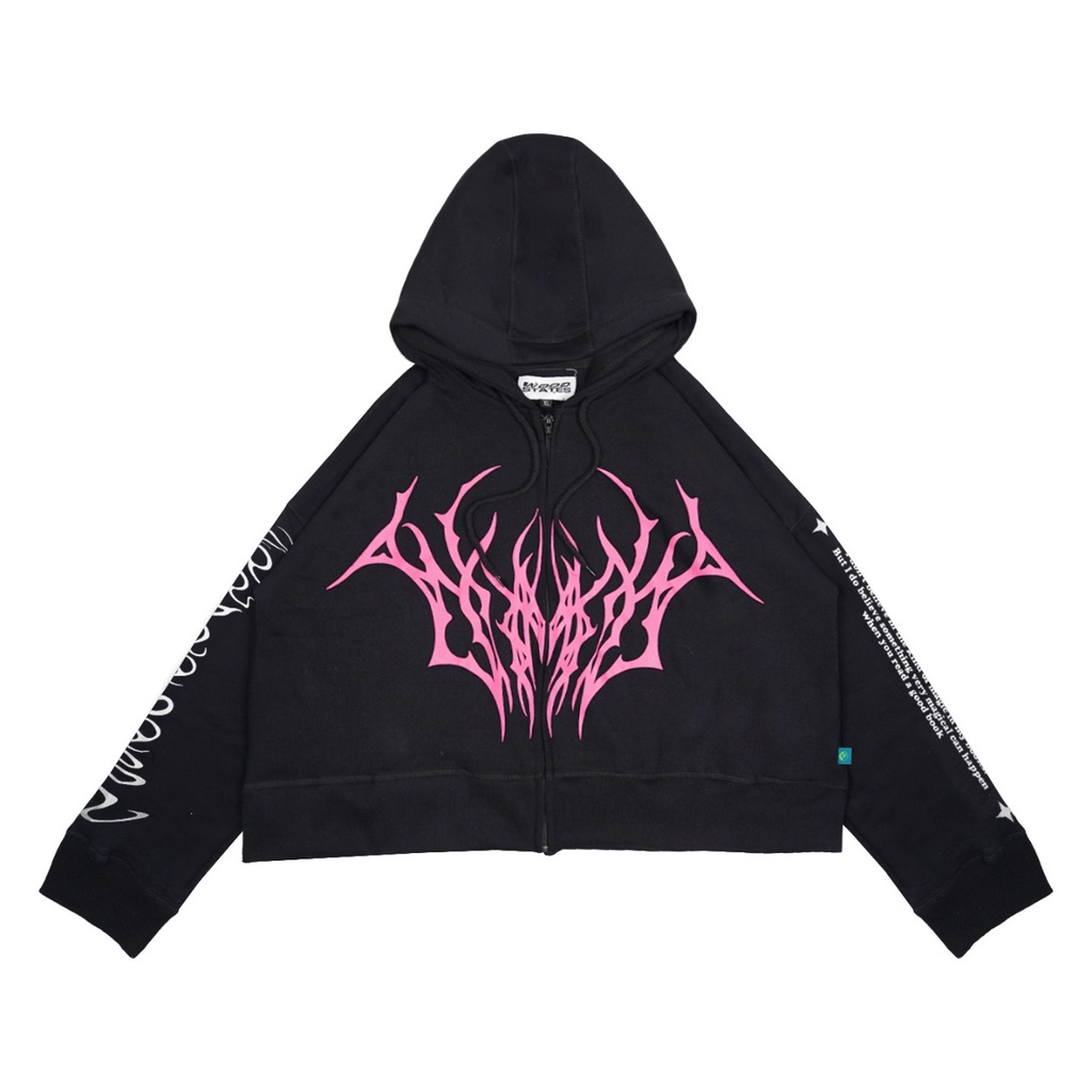 Woodstates Sweater Hoodie Zipper Oversize Crop Magic Black
