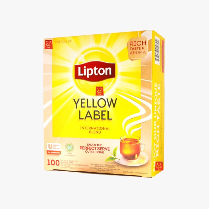 

TERBARU Lipton Yellow Label Tea Teh No Envelope isi 100 sheet @2gr