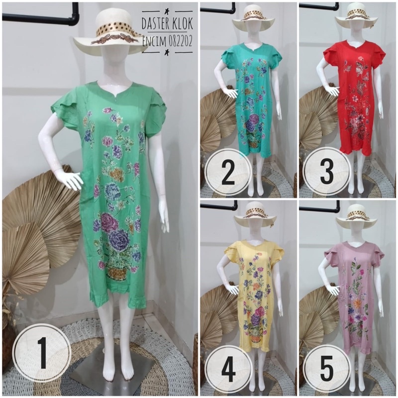 DASTER KLOK ENCIM 082202 BAJU TIDUR BATIK RAYON PREMIUM ADEM BUSUI ENCIM PEKALONGAN