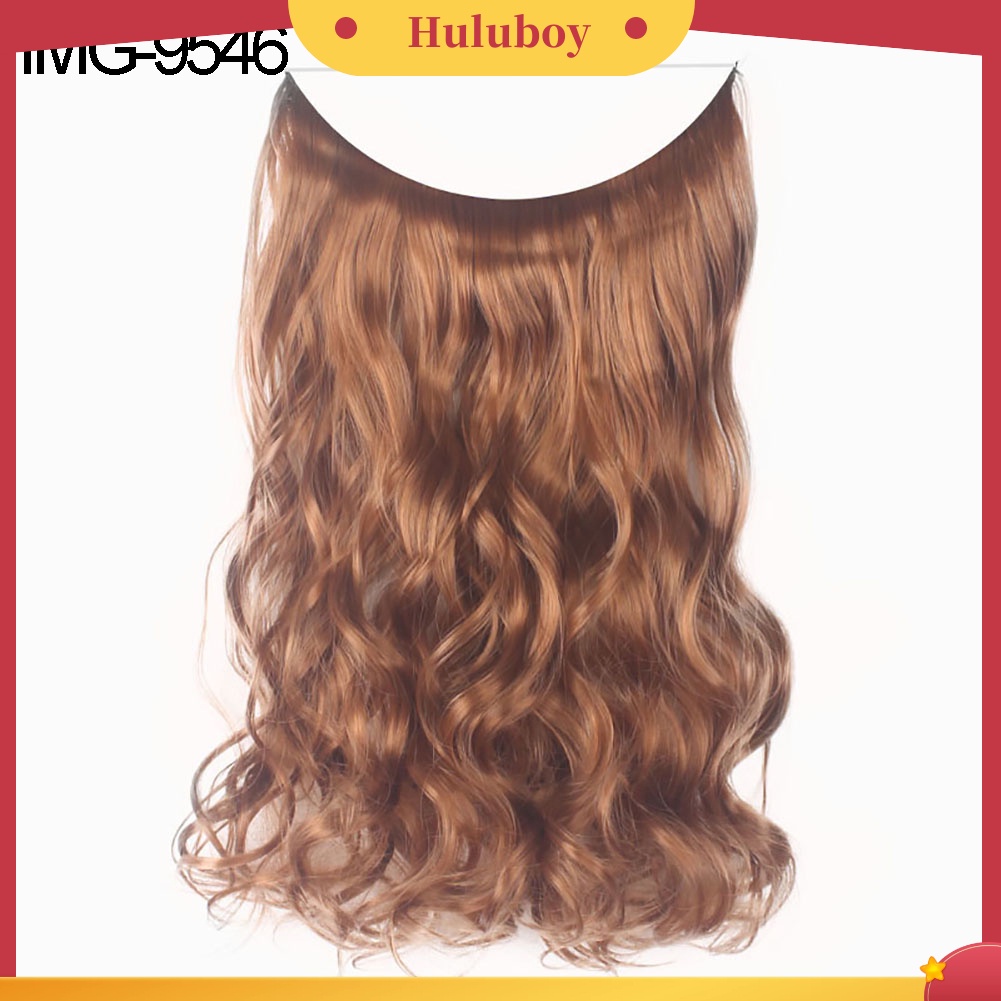 Wig Rambut Ekstensi Model Panjang Keriting Lurus Bahan Serat Alami Untuk Wanita