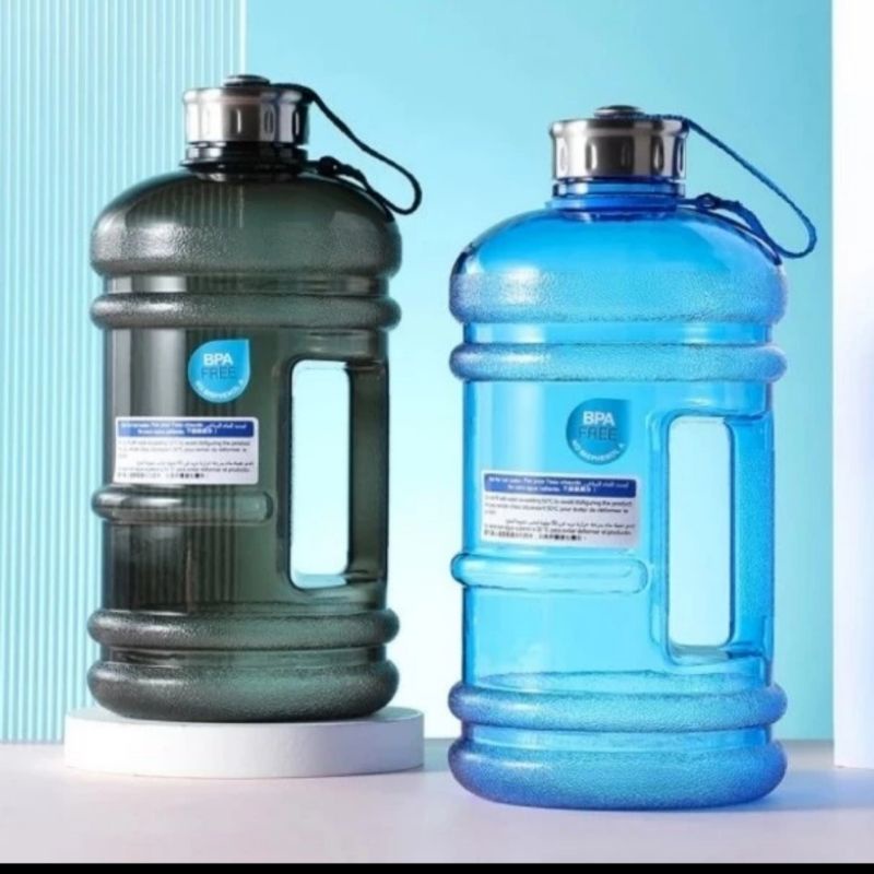 Botol Minum Olahraga 2,2L Model Galon Mini - MINISO Large Capasity Plastic Cool Water Bottle Wit Han