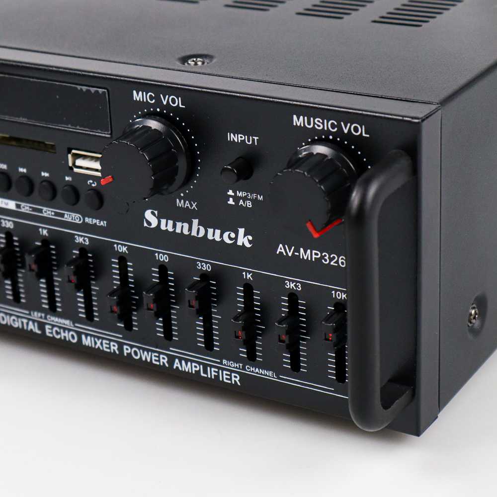 AMPLI Sunbuck Bluetooth EQ Amplifier Karaoke FM 2000W - AV-MP326BT input mikrofon sebanyak 4 buah AMPLI KAROKE RADIO FM