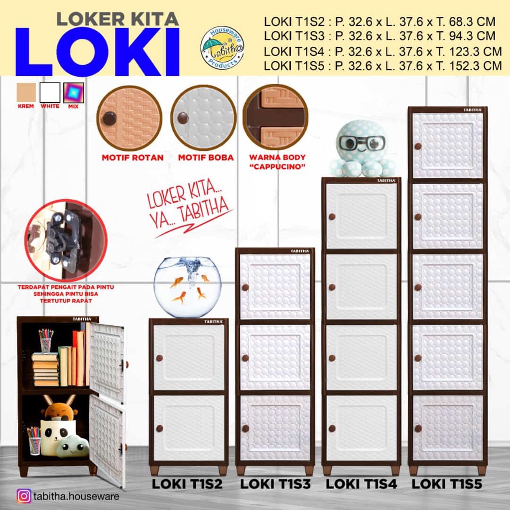 Lemari Laci 4 5 Susun Loker Serbaguna TABITHA Lemari Plastik Baju TEBAL Minimalis
