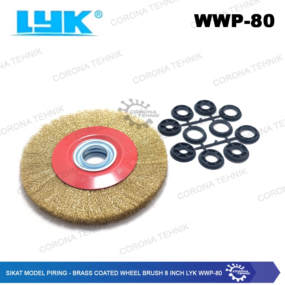 WWP-80 - Sikat Model Piring - Brass Coated Wheel Brush 8 Inch LYK