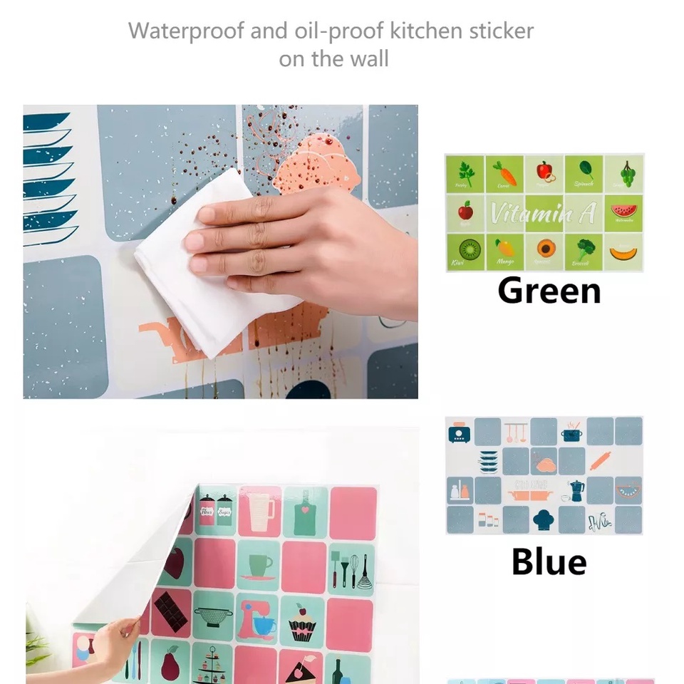 T&amp;Y Stiker Dinding Dapur Anti Minyak Wall Sticker Anti Minyak Dapur Kitchen Sheet ukuran besar 60X100 cm Murah