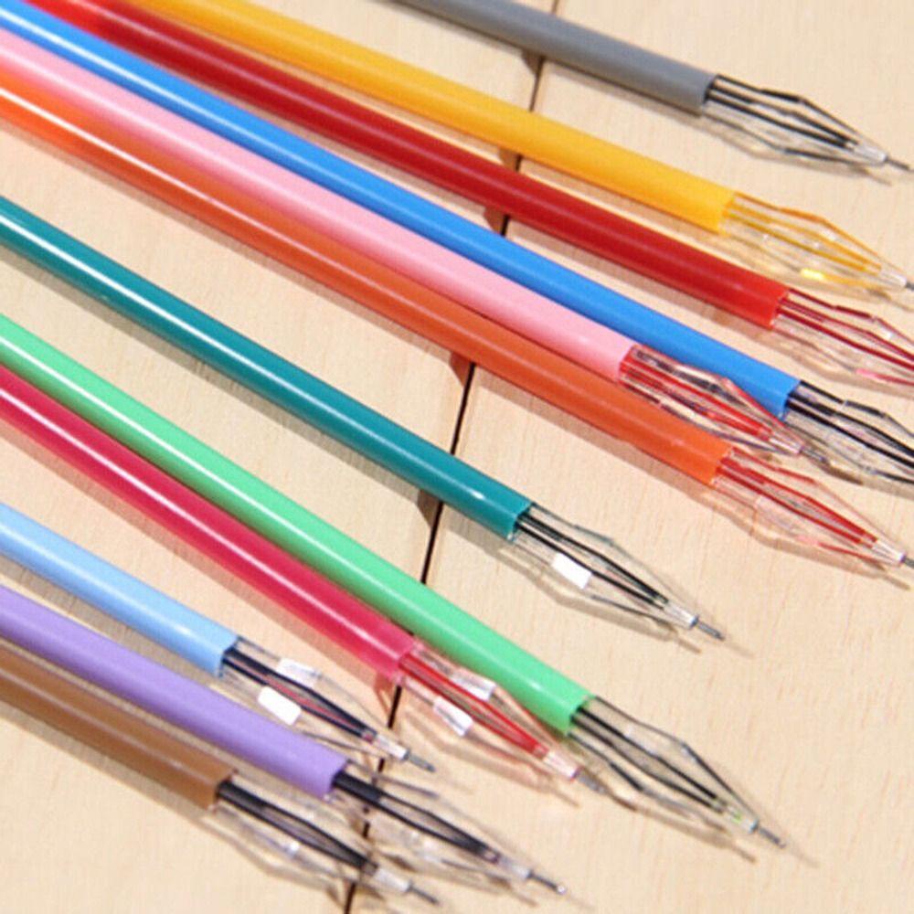 Top 12pcs/Set Pen Tinta Gel Lucu Warna-Warni Perlengkapan Sekolah Pen Core