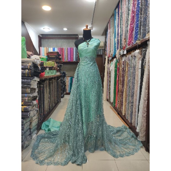 Kain Tile Brokat Akar Payet Abstrak Sequin Impor SAT NC047-22F no:05