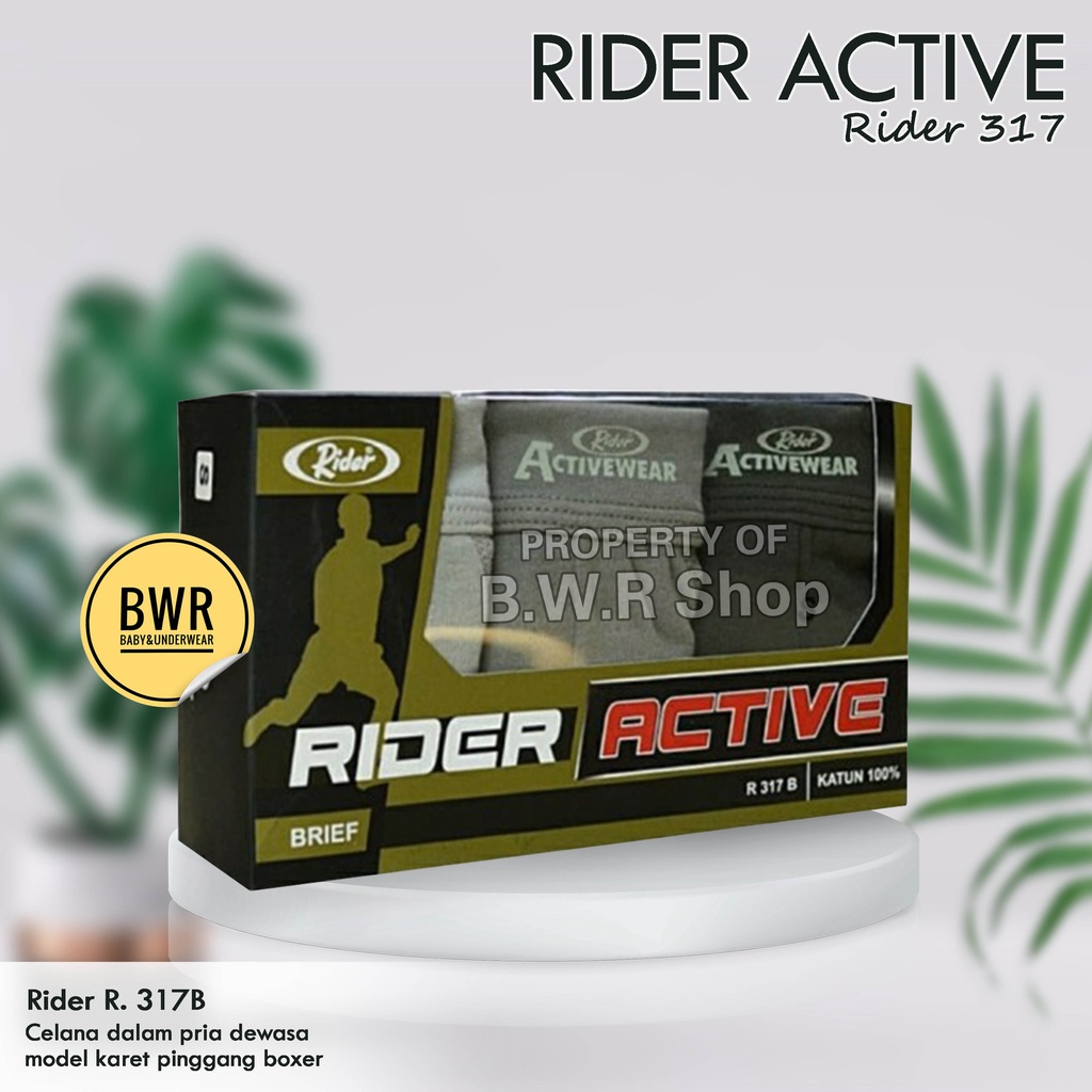 [ 3pc ] CD Rider R 317 B Hijau / Celana Dalam Pria Karet Rib Spandex - Bwr