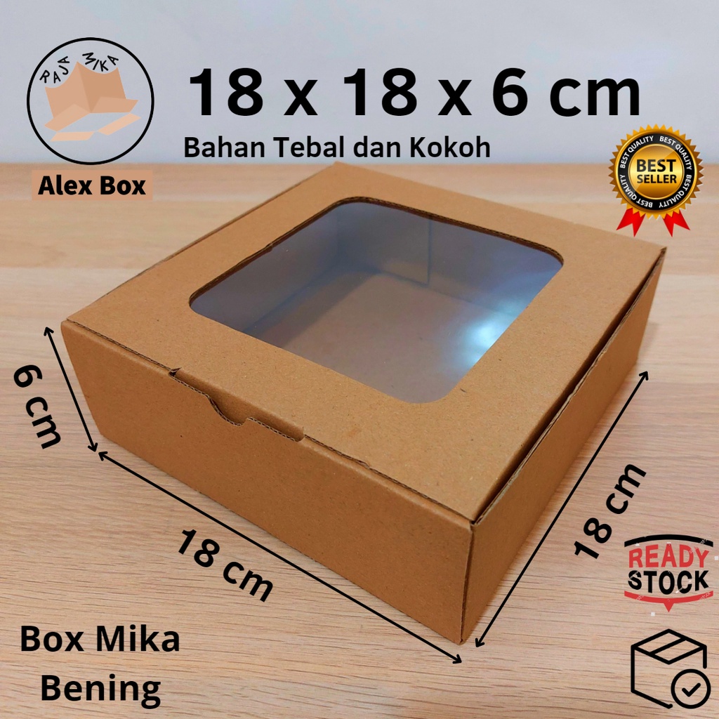 

Kardus Mika 18 x 18 x 6 cm... model diecut, untuk kue hampers dll