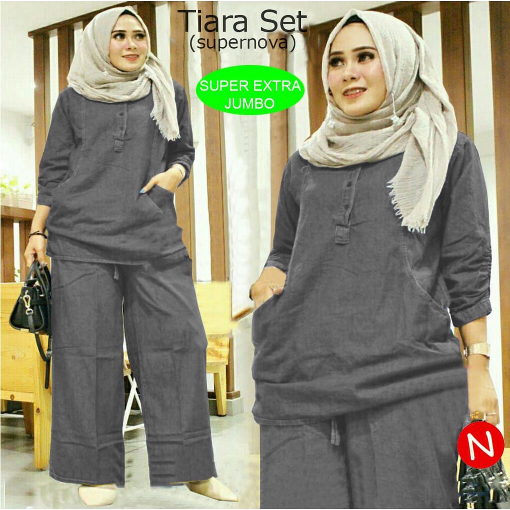 PIK - Setelan Tiara Jumbo L, XL, XXL, XXXL, 4XL/Setelan Wanita Jumbo MUSLIM/ Baju Muslim