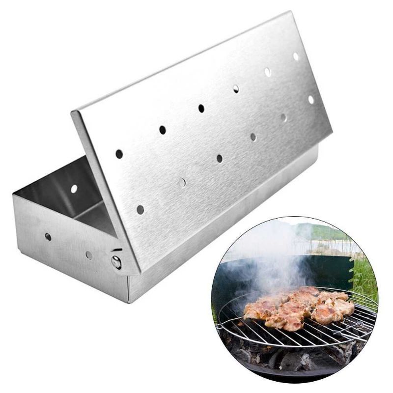 Hokerbat Tempat Arang BBQ Smoker Box Wood Chips Grill Meat - HK037