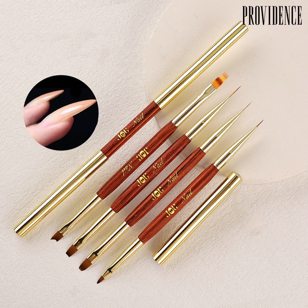 Providence Pena Kuku Kuningan Pen Barel Bulu Lembut Dan Elastis Desain Kepala Ganda Rosewood Tubuh Penggunaan Ganda DIY Kuku Berlaku Lancar Nail Art Pena Pena Pena Pena Pena Manicure Tools
