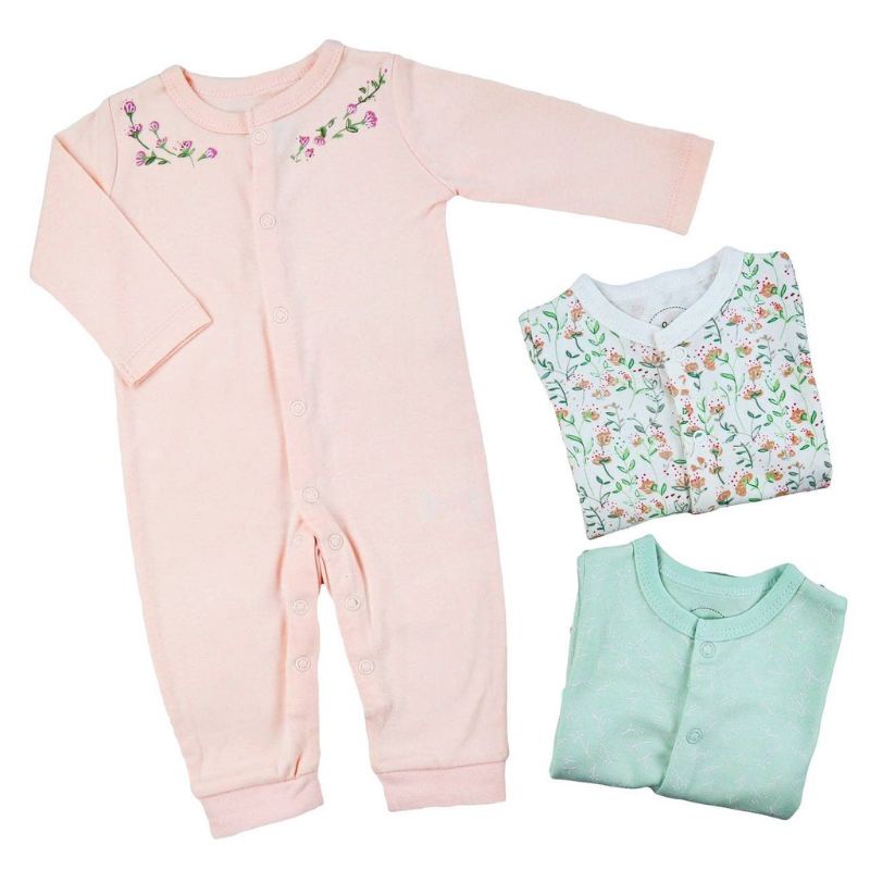 BABY K2 - Baby Sleepsuit Buka Kaki Isi 3 Pcs Motif Bunga