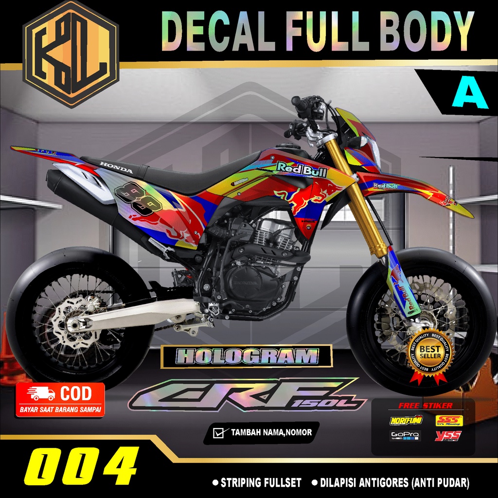 Variasi custom Decal CRF 150 L Redbull Sticker Fullbody-Dekal stiker CRF 150 L Custom Desain Bahan H