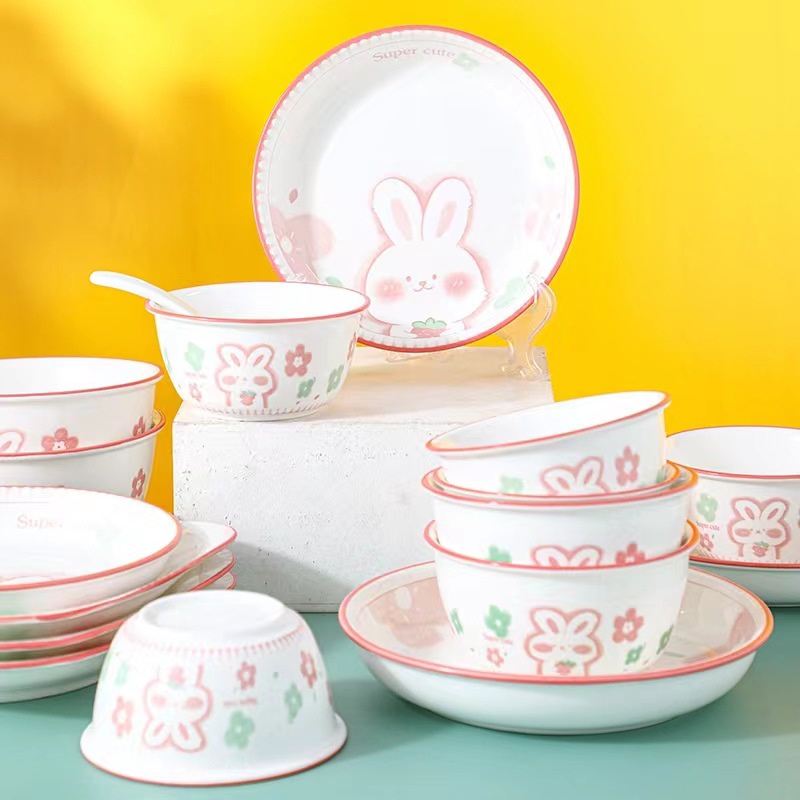 Mangkok Keramik Korea Super Cute Rabbit Ukuran 12cm / 13cm