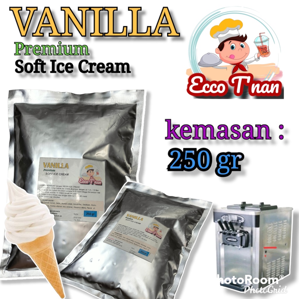 

EccoTnan Vanilla Premium Soft Ice Cream Powder 250 gr Bubuk Es Krim Lembut rasa Vanila Vanili Mesin Otomatis Sleman Jogja