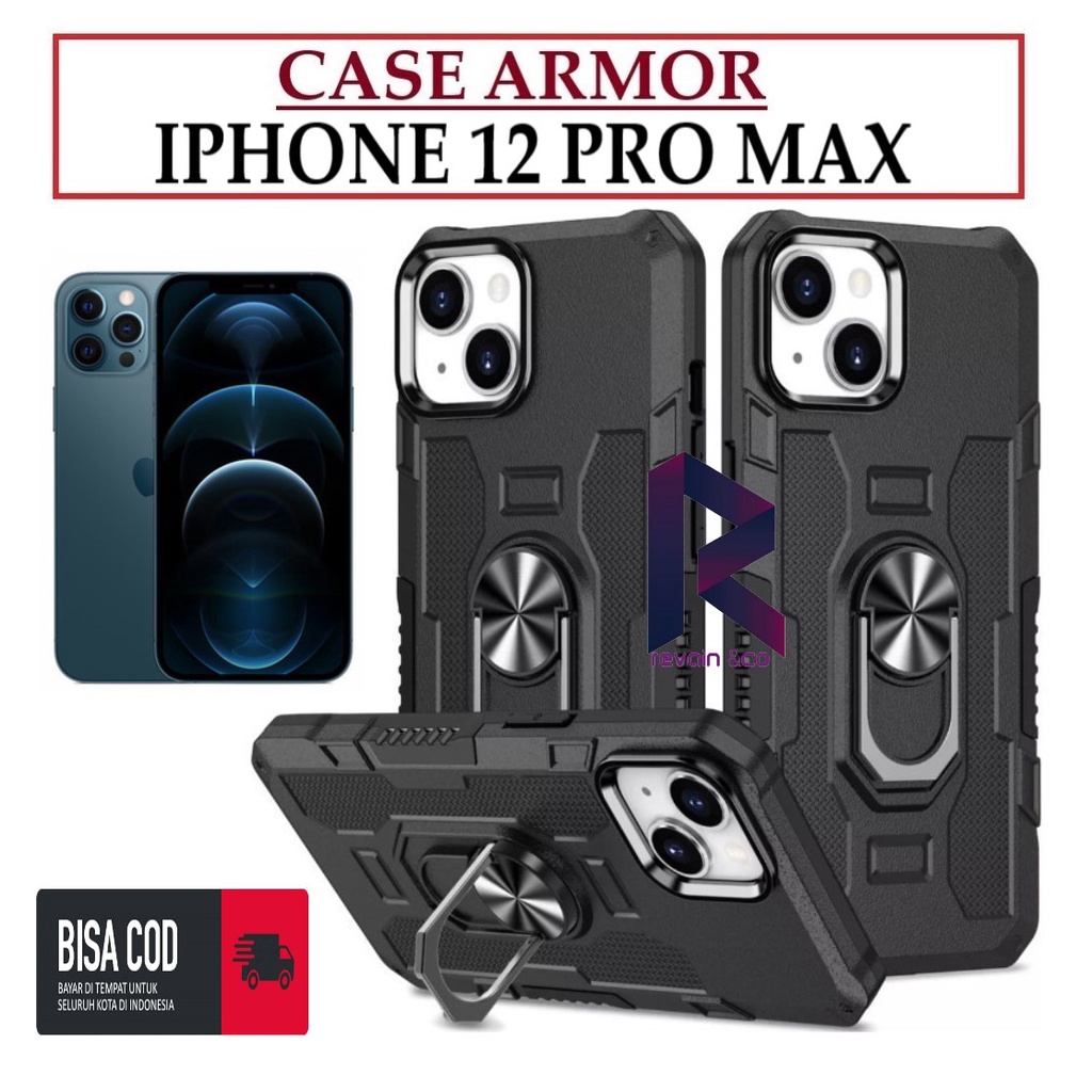 Case Armor IPHONE 12 PRO MAX Iring Cincin Magnetic Kesing Hp Protect kamera Premium Hard Case Standing Robot Pelindung Kamera