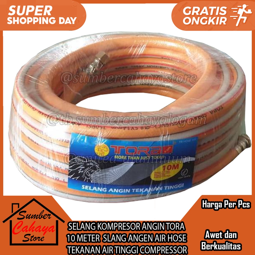 SELANG KOMPRESOR ANGIN TORA 10 METER 8.5 mm x 14 mm SLANG ANGEN AIR HOSE  TEKANAN AIR TINGGI  KOMPER